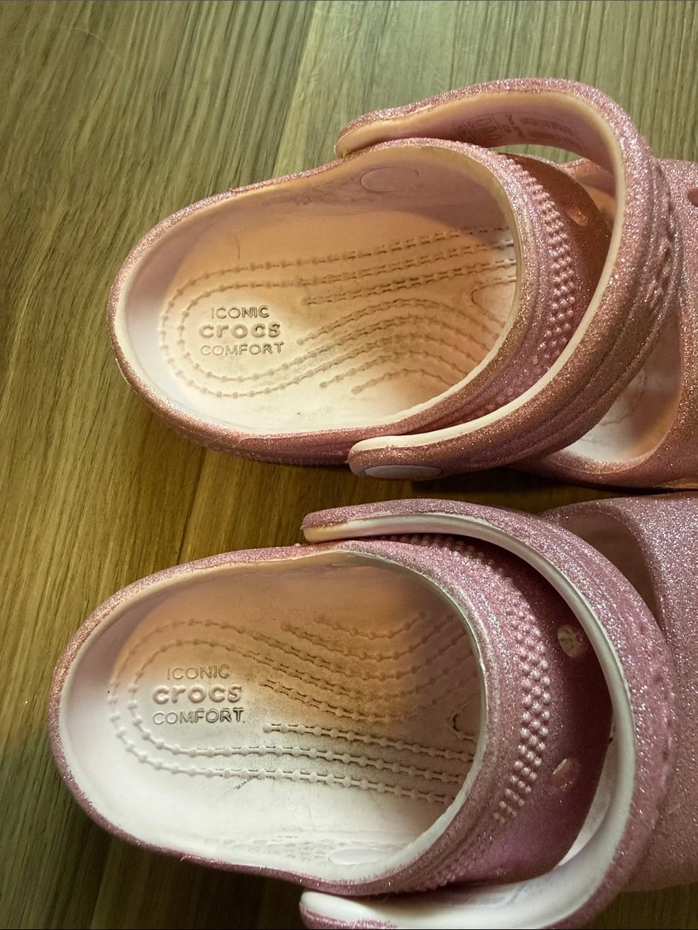 CROCS Kids Pink Glitter Strap Sandals